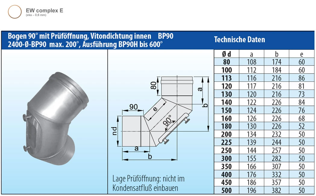 Schornstein Winkel 90° Einwandig Mit Prüföffnung - Eka Complex E – Bild 5