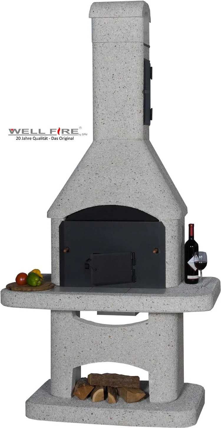 Grillkamin Wellfire NOVA QUATTRO 4 In 1 Weiß Mit Betonhaube