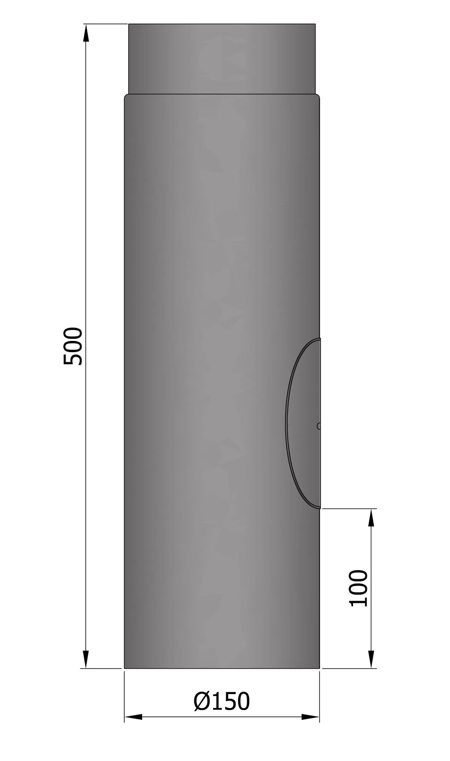 Rauchrohr Stahl 500 Mm Ø 150 Mm Hellgrau Mit Tür – Bild 4