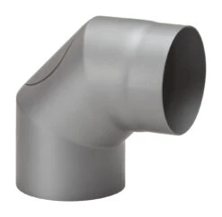 Rauchrohrbogen Stahl 2x 45° Hellgrau Mit Tür, Kurz