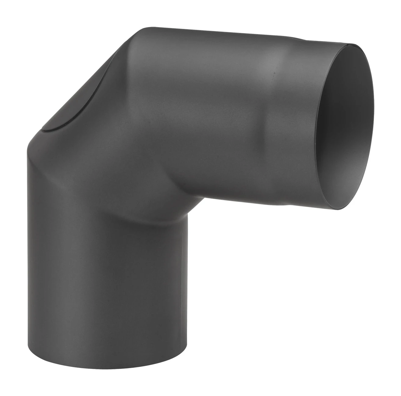 Rauchrohrbogen Stahl 2x 45° Schwarz Mit Tür – Bild 3