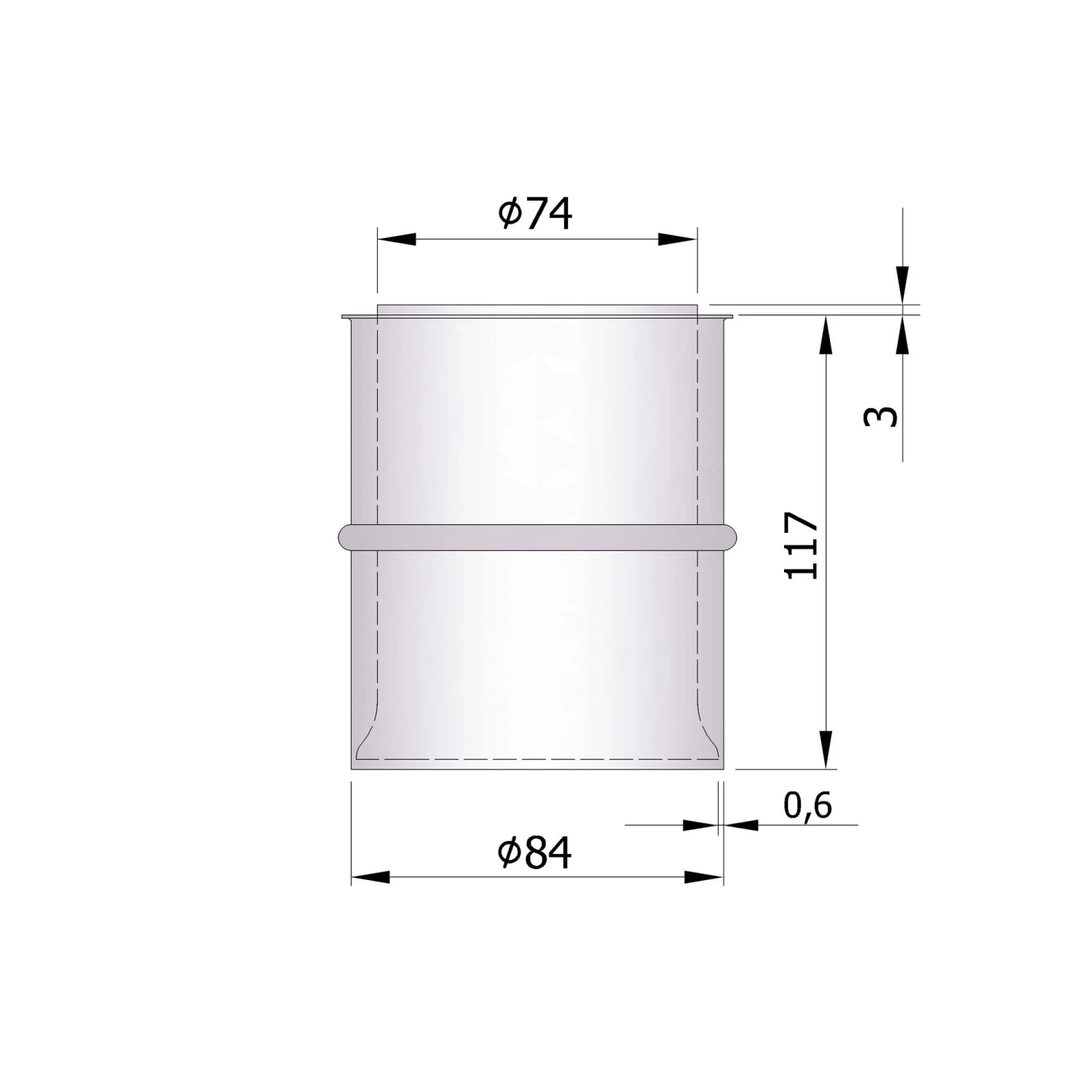 Doppelwandfutter Pellet-Ofenrohr 120 Mm Lang Unlackiert – Bild 4
