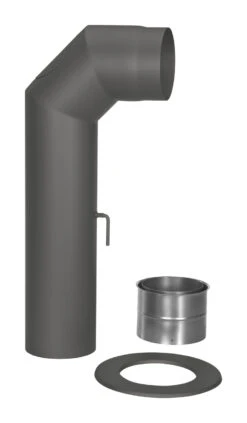 Rauchrohr Set Stahl 2x 45° Kurz 700 X 300 Mm Ø 150 Mm Schwarz