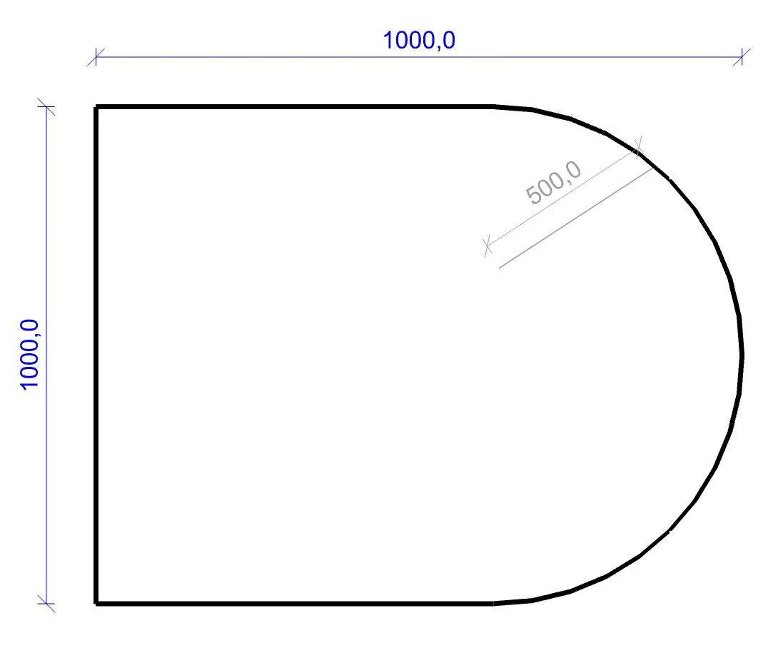 Kamin Bodenplatte, 6 Mm ESG-Klarglas, Rundbogen 1000 X 1000 Mm