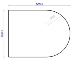 Kamin Bodenplatte, 6 Mm ESG-Klarglas, Rundbogen 1200 X 1200 Mm