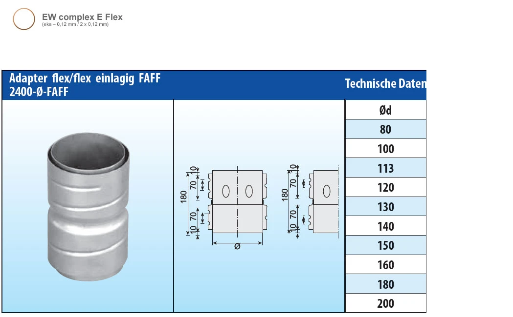 Adapter Flex-flex Schornstein Flexrohr Einlagig - Eka Complex E Flex – Bild 4