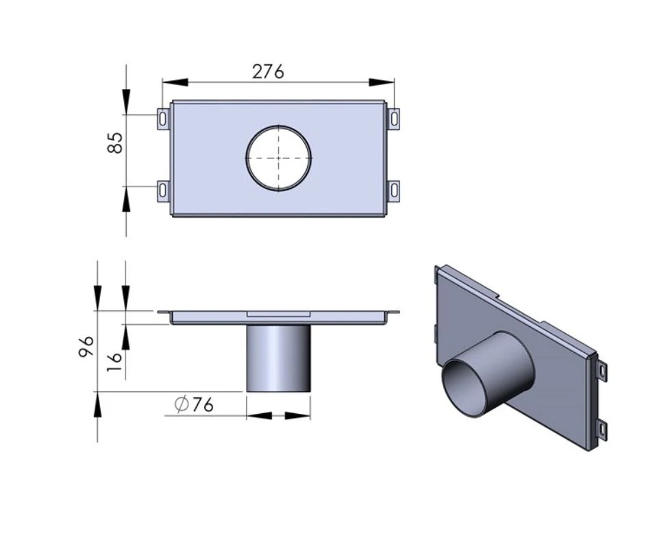 Außenluftstutzen Unten Ø 80 Mm Schwarz TermaTech TT60-TT60W – Bild 2
