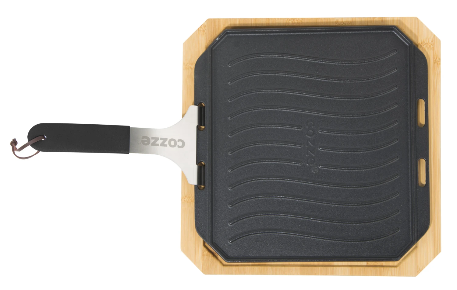 Cozze Gusseisenpfanne Mit Bambus Servierbrett, 33x33 Cm