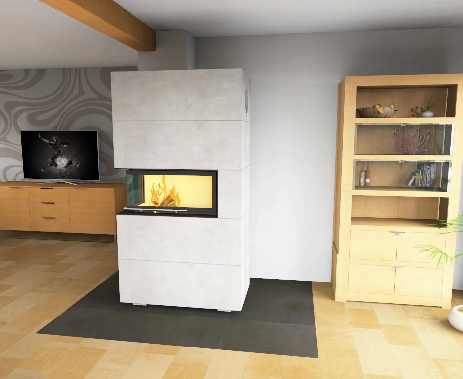 Kaminbausatz Brunner BSK 07 Architektur Kamin Eck Links Schiebetür Hoch, 10 KW – Bild 6