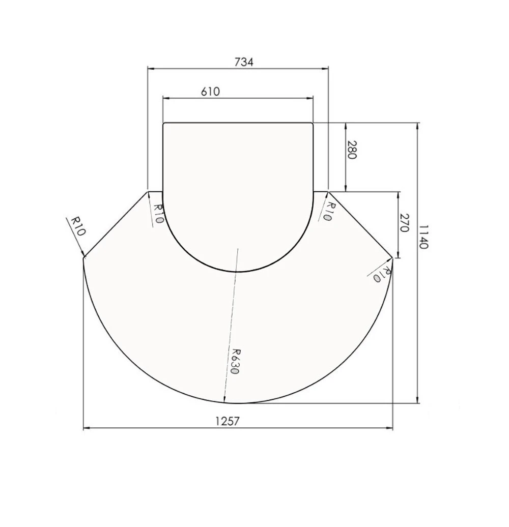 Vorlegeplatte Universal 1 Aussparung Ø 610 Mm, 6 Mm ESG-Klarglas