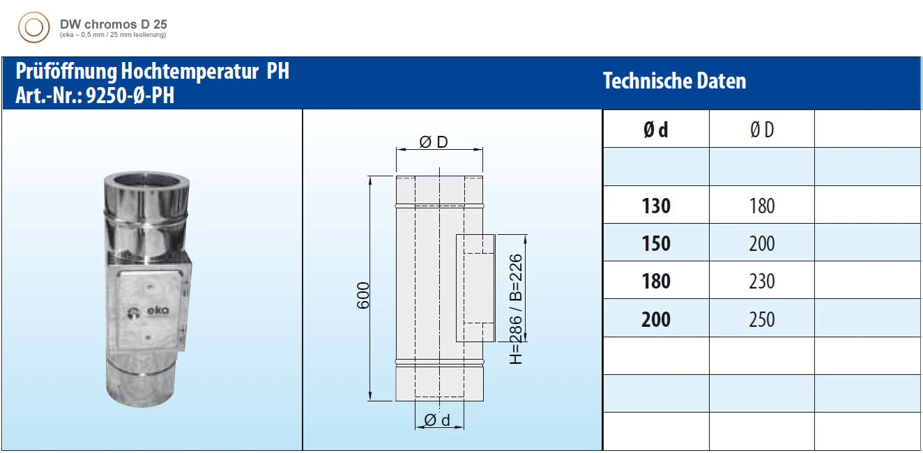 Edelstahlschornstein 7,0 M Doppelwandig - Eka Chromos D 25 – Bild 18