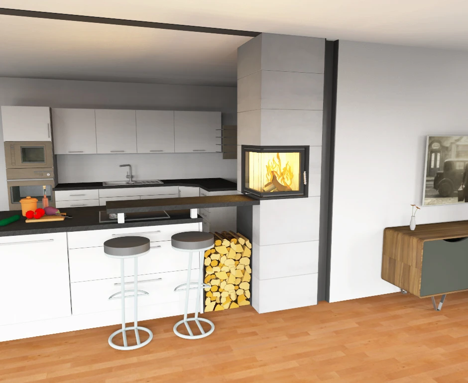 Kaminbausatz Brunner Systemkamin BSK 09 Eck Kamin Drehtür Aufsatzspeicher, 8 KW – Bild 10