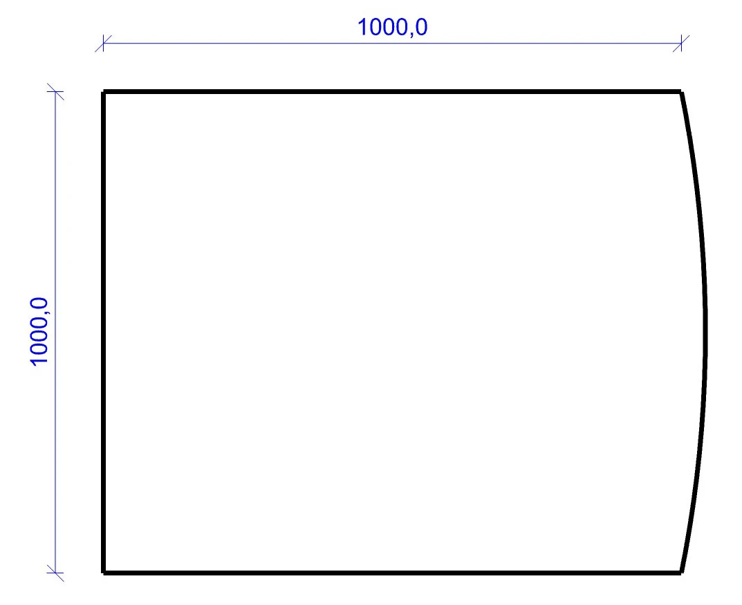 Kamin Bodenplatte, 6 Mm ESG-Klarglas, Segmentbogen 1000 X 1000 Mm – Bild 2