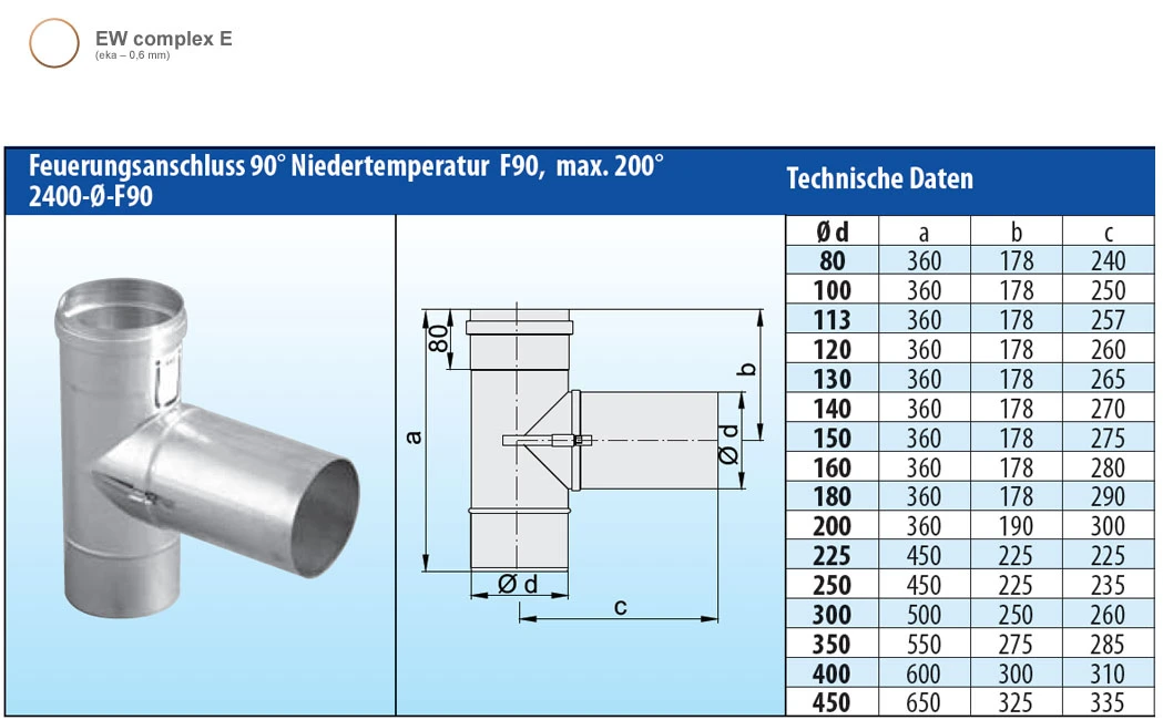 Feuerungsanschluss 90° Niedertemperatur Einwandig - Eka Complex E – Bild 3
