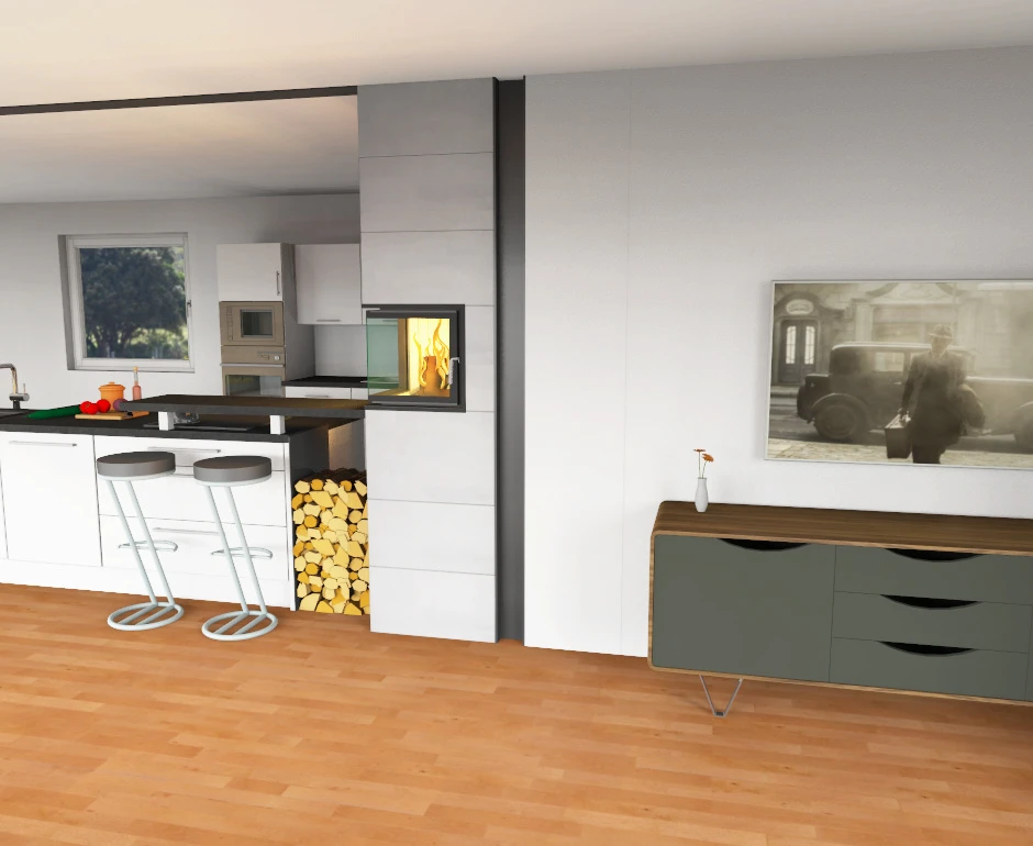 Kaminbausatz Brunner Systemkamin BSK 09 Eck Kamin Drehtür Aufsatzspeicher, 8 KW – Bild 12