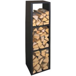 Kaminholzregal Aus Metall 36 X 149 X 31 Cm, Schwarz
